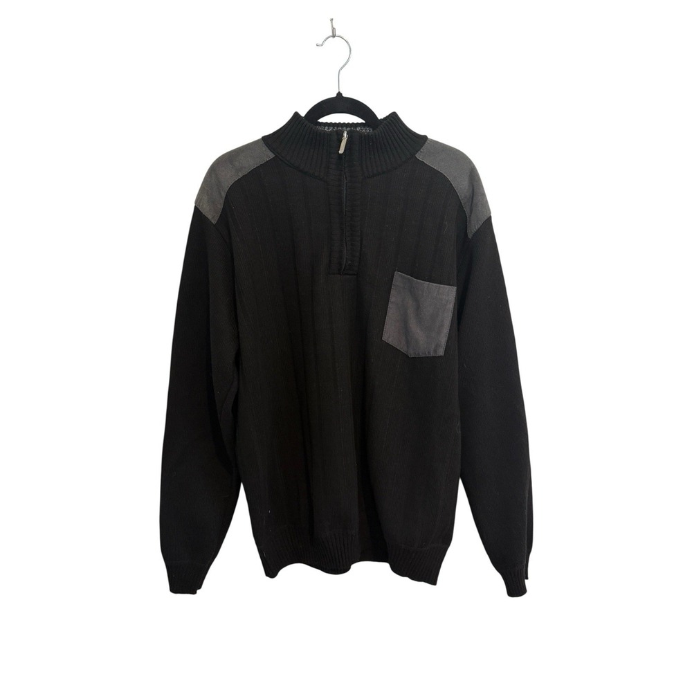 GIOBERTI Mens XXL Black 1/4 Zip Pullover Knitted Sweater Fleece Lining